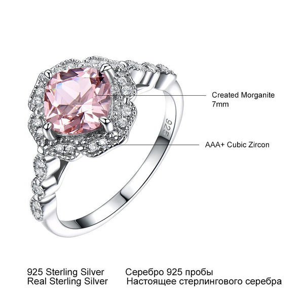 Valentine's Day Luxury Morganite Sterling Silver Ring