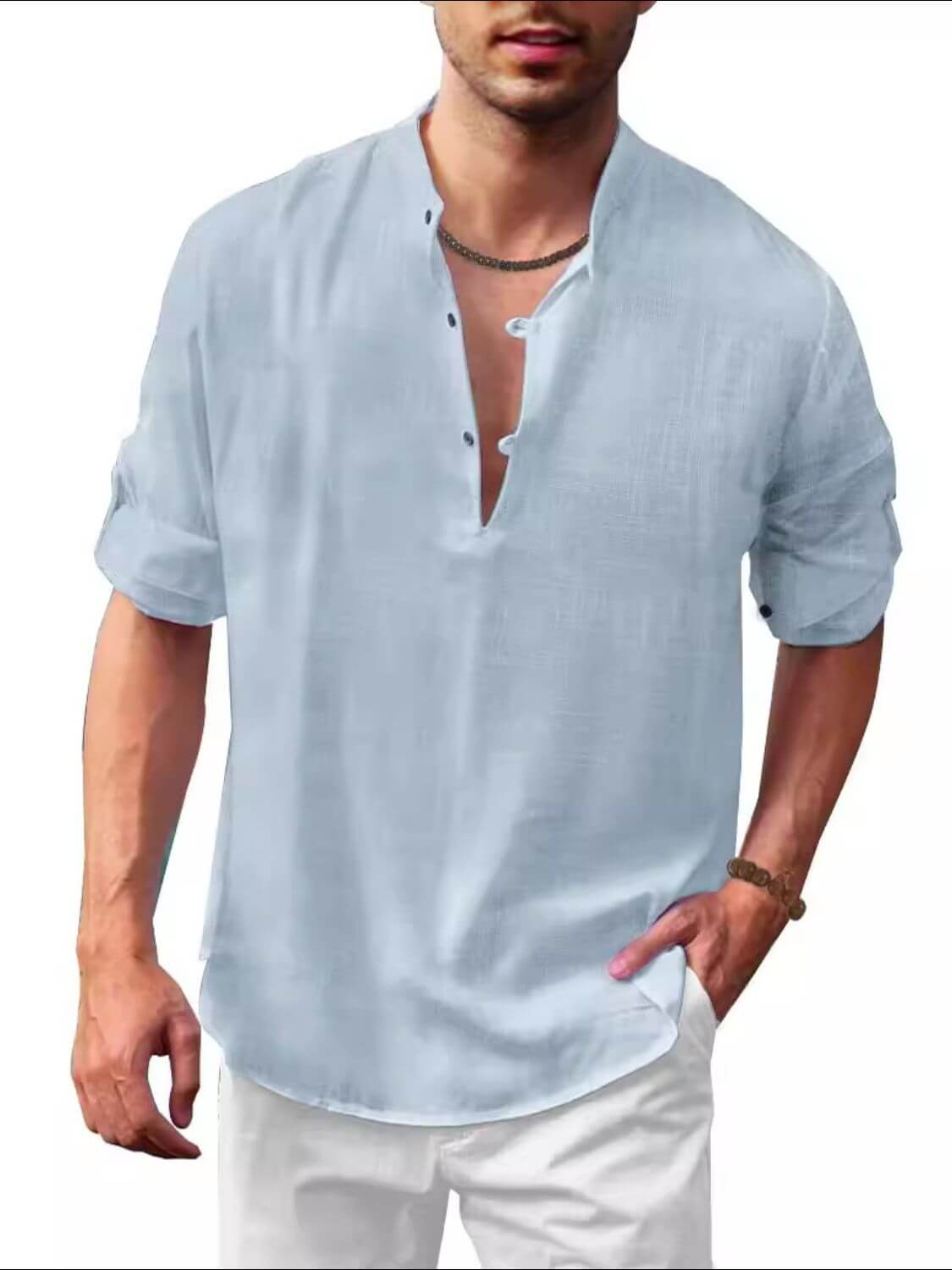 Men's Full Size Half Button Long Sleeve Shirt Plus Size shirts Luxurious Weddings