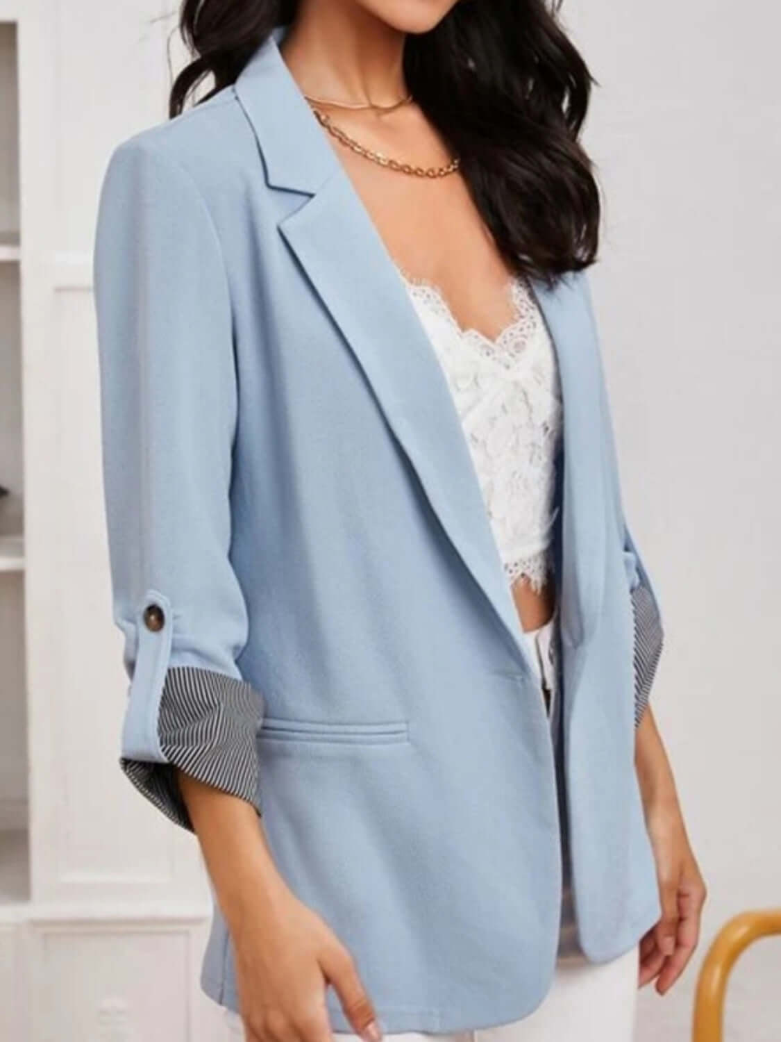 Lapel Collar Roll-Tab Sleeve Blazer blazers Luxurious Weddings