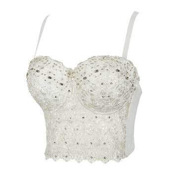 Open back lace embroidery diamond wrapped camisole vest Cami Top Luxurious Weddings