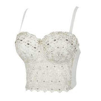 Open back lace embroidery diamond wrapped camisole vest Cami Top Luxurious Weddings