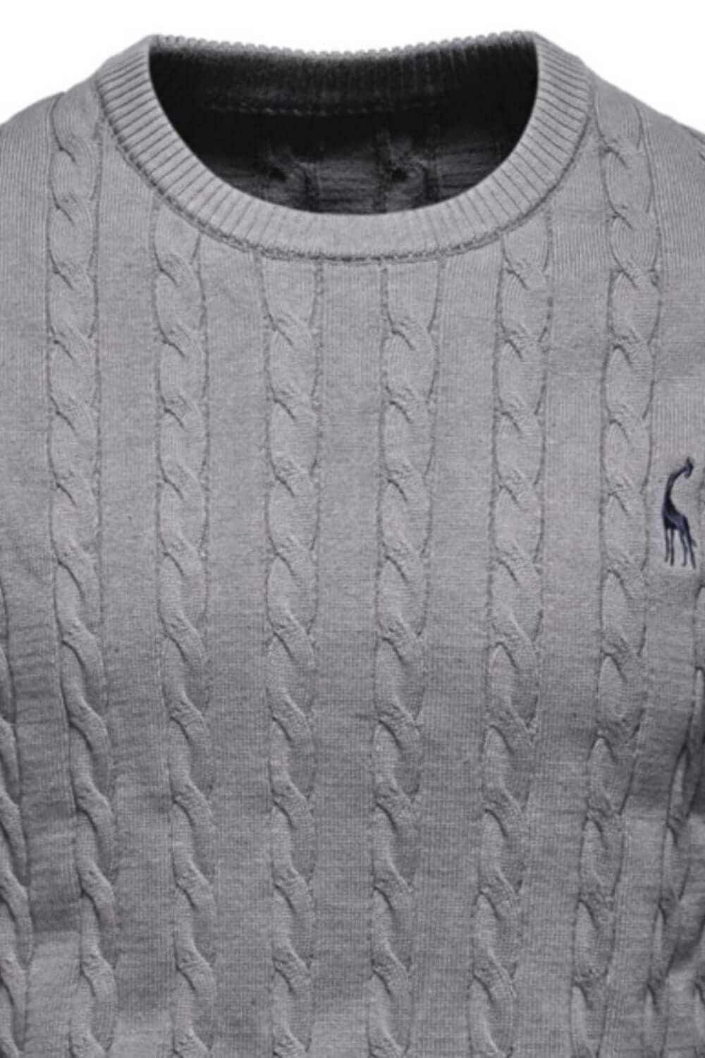 Men's Cable-Knit Round Neck Long Sleeve Sweater Sweatshirts Luxurious Weddings