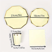 Golden Foil Yellow Party Set for 24 Guests Partyware Luxurious Weddings