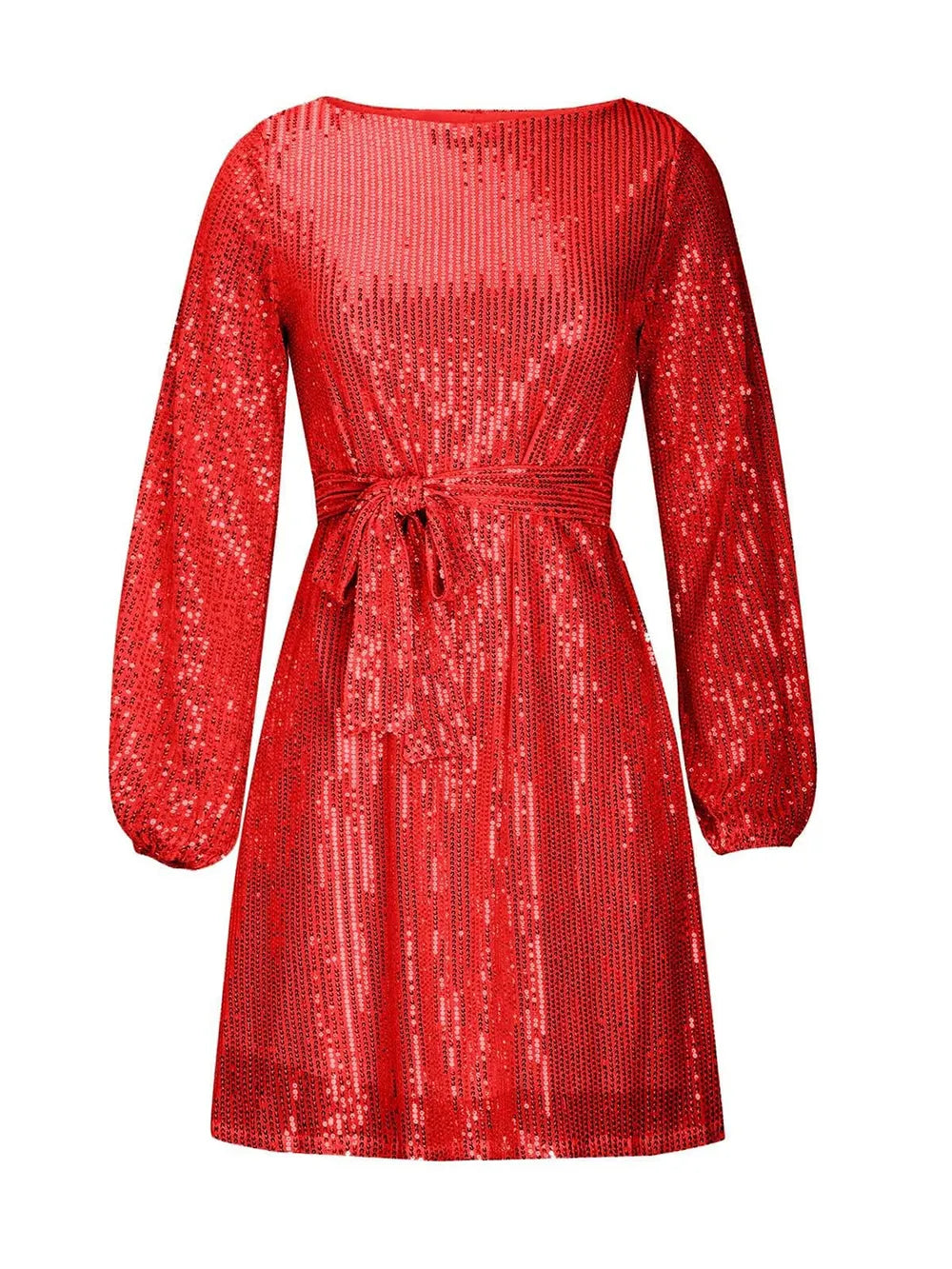 Sequin Tie Waist Long Sleeve Mini Dress Mini dress Luxurious Weddings
