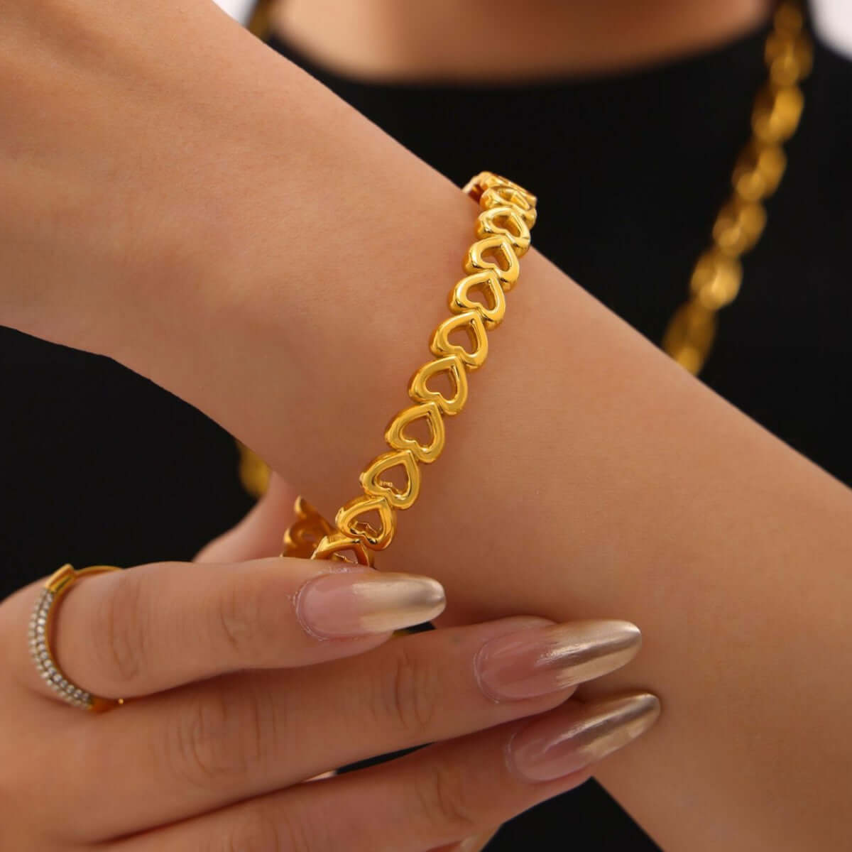 18K Gold-Plated Stainless Steel Heart Bracelet bracelet Luxurious Weddings