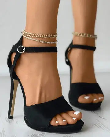 Suede Buckled Cutout Stiletto Heels Shoes Luxurious Weddings