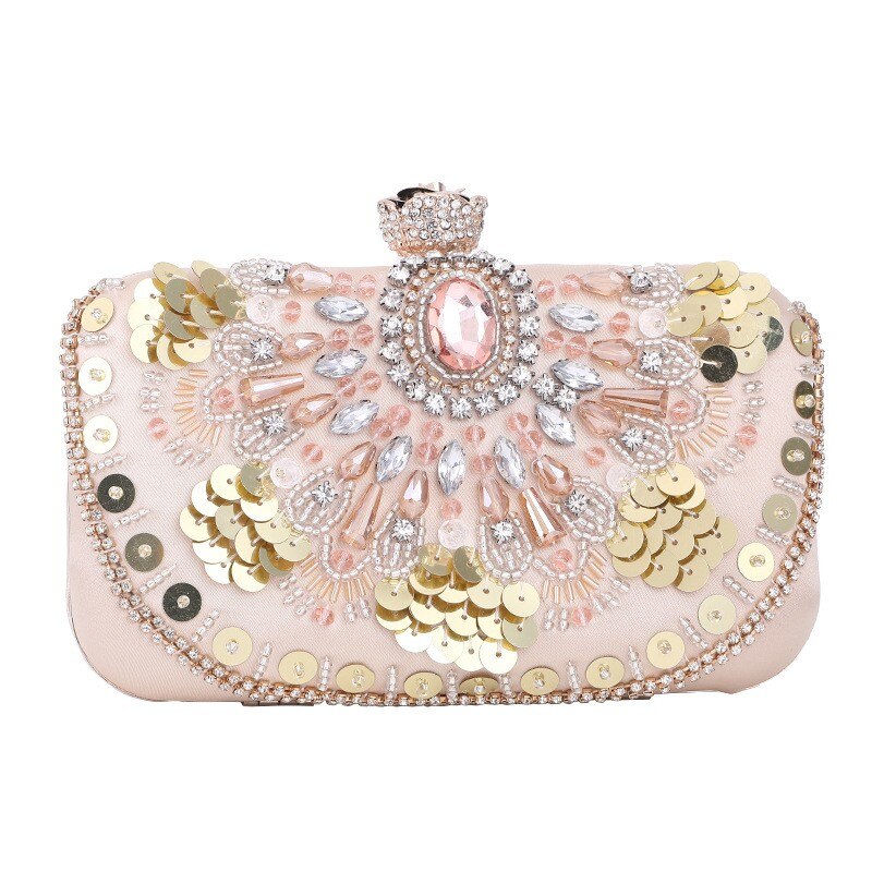 Luxurious diamond beading rhinestone clutch bag for women, perfect for weddings and evening events.