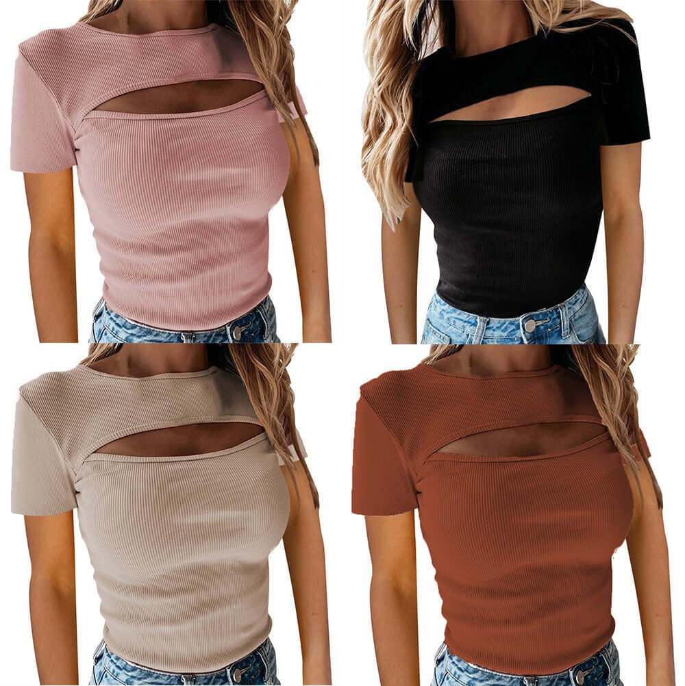 Short Sleeved ribbed top T-shirt Women's Tshirt Luxurious Weddings
