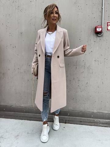 Autumn & Winter color lapel, medium length button down woolen coat, Women's Jacket Luxurious Weddings