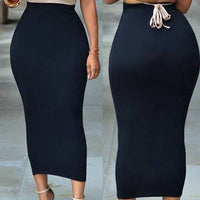 Solid color elastic waistband medium length skirt mid length skirt Luxurious Weddings