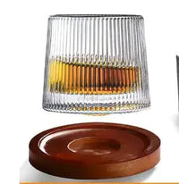 Rotating Whiskey Glass with Wooden Base whiskey glasses Luxurious Weddings
