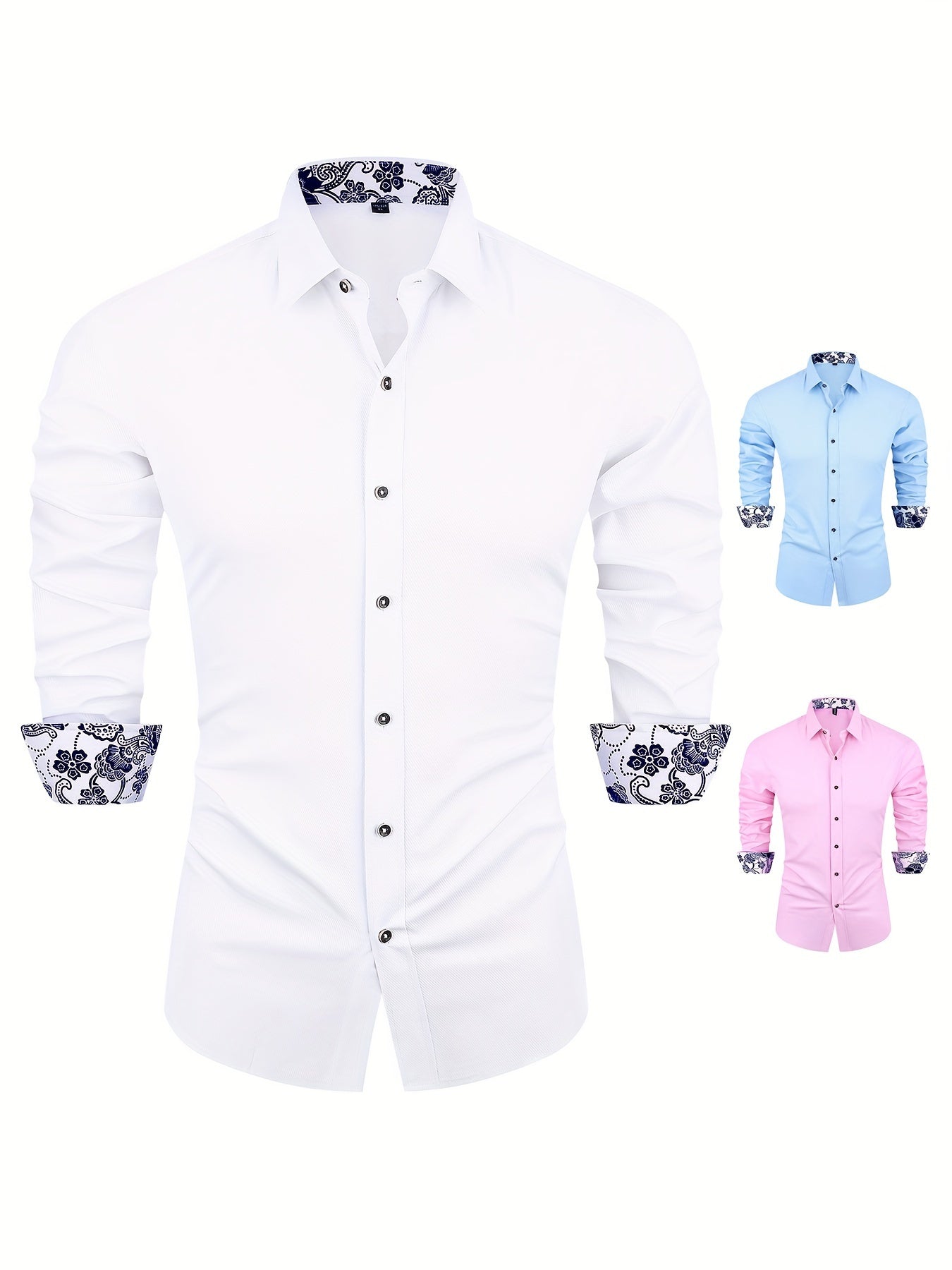 Men's Long Sleeve Tuxedo Shirt for Spring & Autumn Men's Formal Shirts Luxurious Weddings