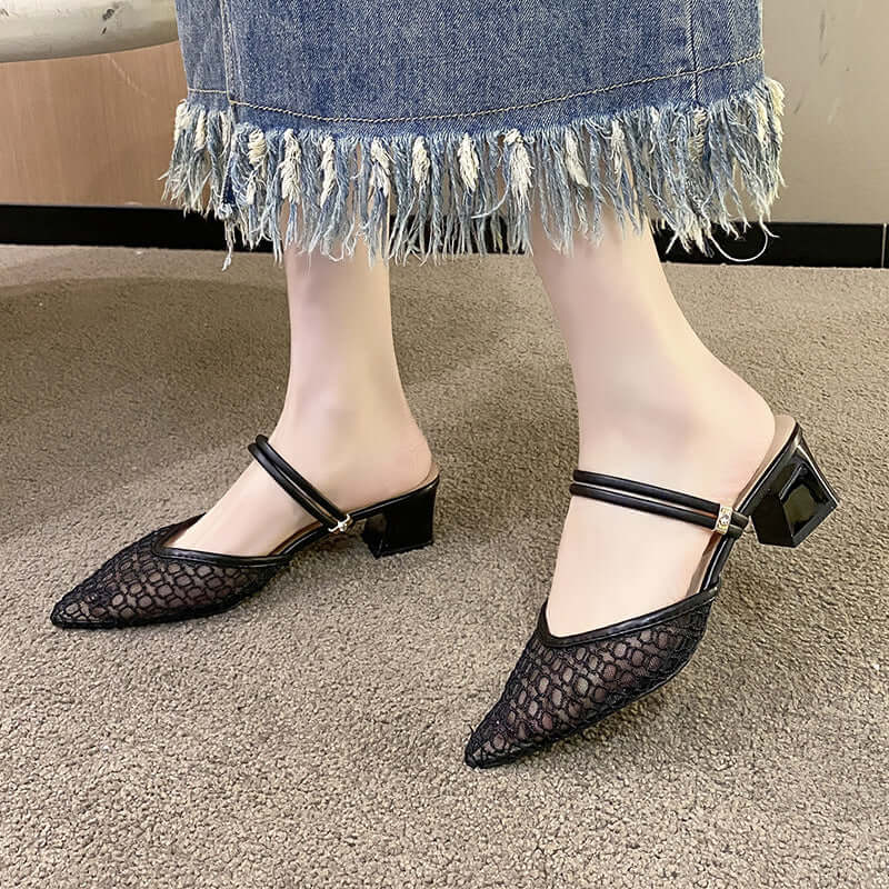 Point Toe Block Heel Sandals High Heels Luxurious Weddings