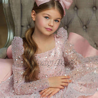 Girls' Sequined Princess Dress Bow Knot girls dress Luxurious Weddings