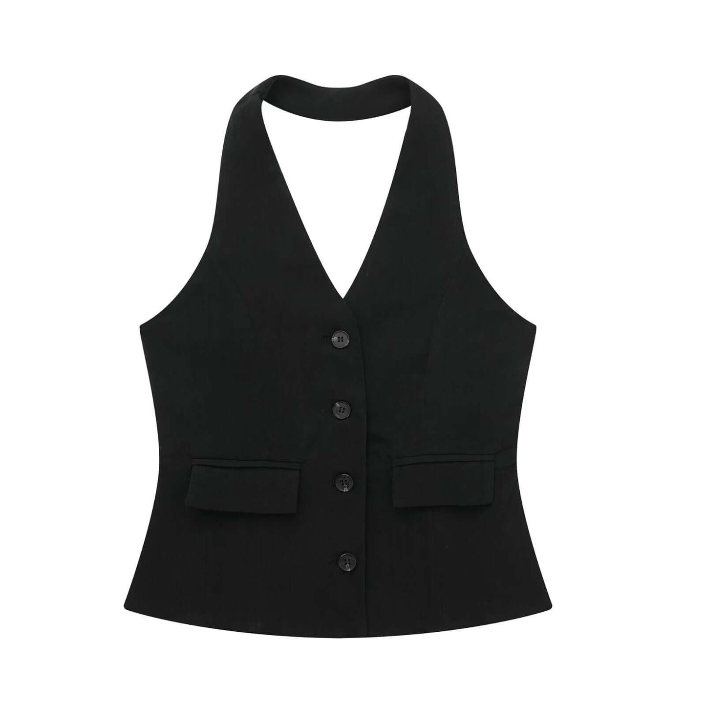 Women's Pleated Decorative High Waist Wide Leg Pants Hanging Collar Vest women's suit Luxurious Weddings