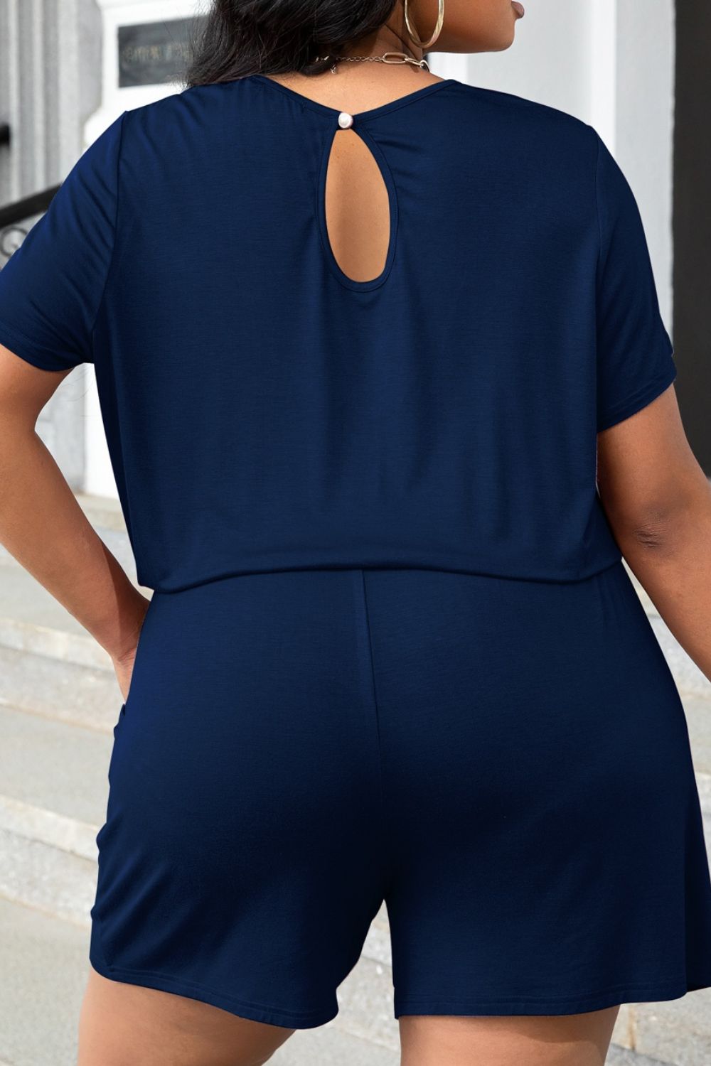 Plus Size Drawstring Waist Romper with Pockets Plus size romper Luxurious Weddings