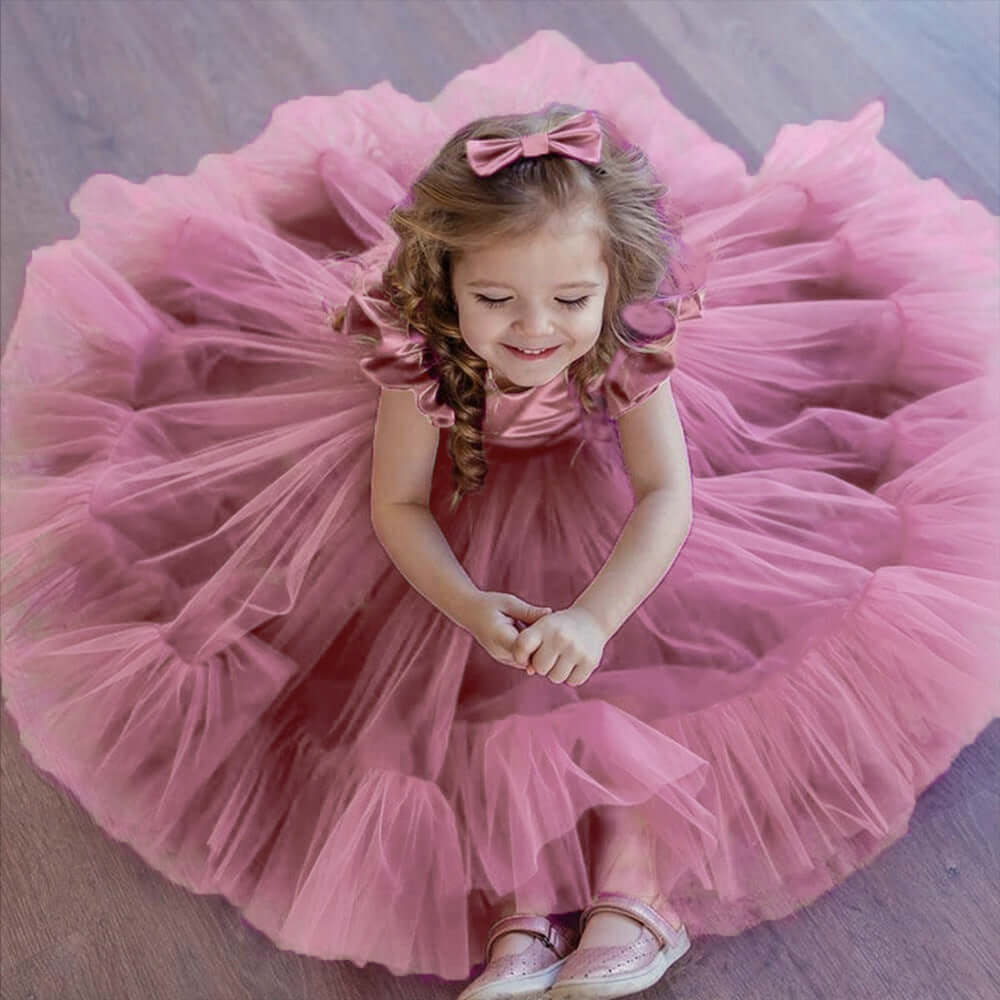 Mesh Poncho Princess Dress Children's Dress girls dress Luxurious Weddings