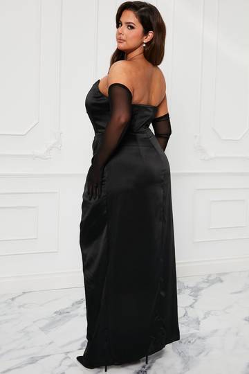 Teagan Satin Maxi Dress Set - Black Dresses Luxurious Weddings