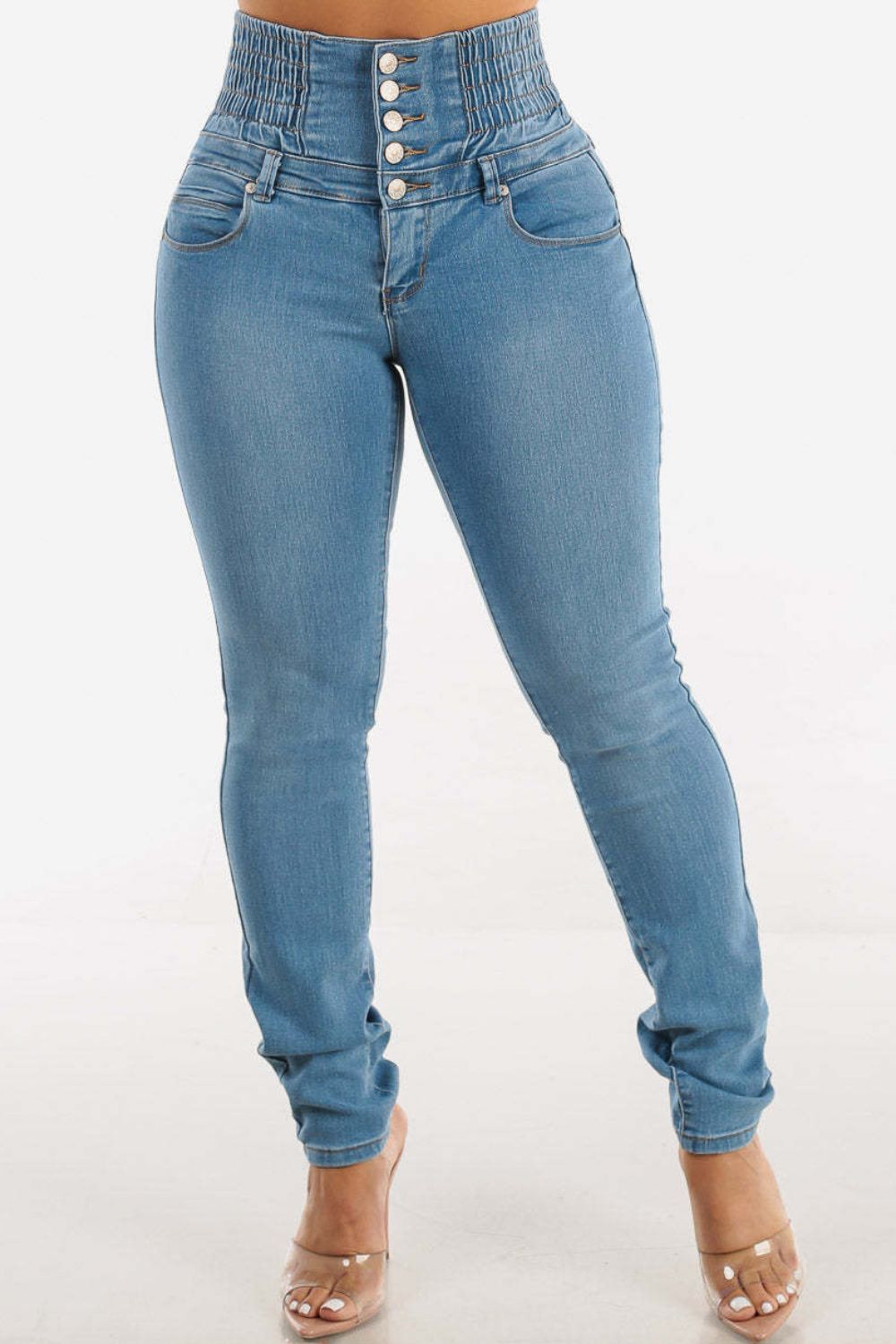 High Waist Buttoned Skinny Hip Lifting Jeans Skinny jeans Luxurious Weddings