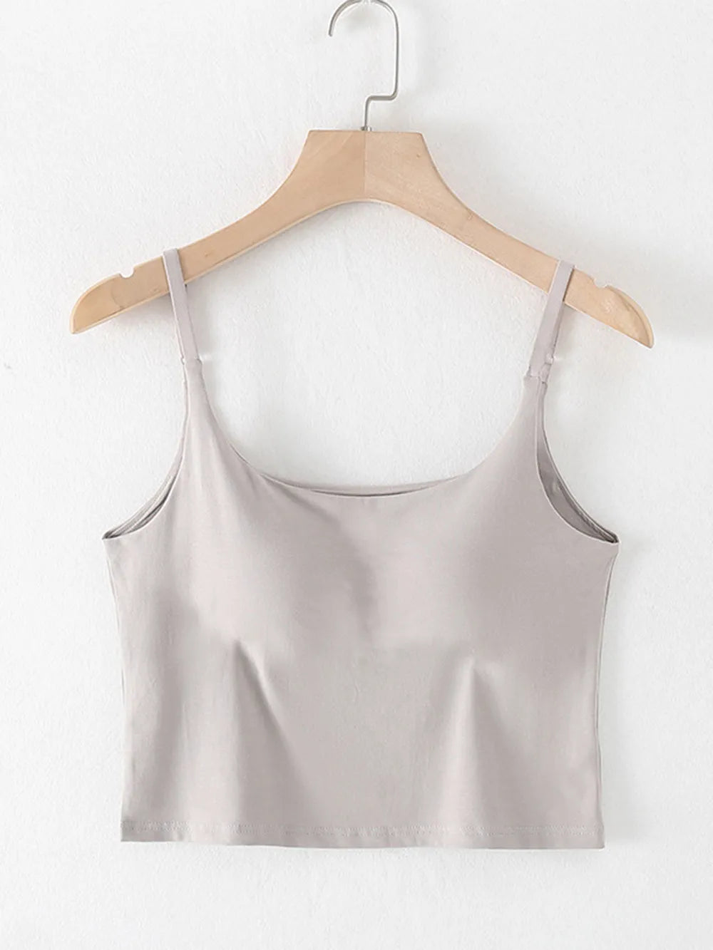 Scoop Neck Cropped Cami with Chest Pads Singlet Luxurious Weddings