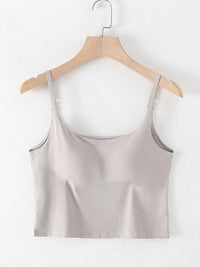Scoop Neck Cropped Cami with Chest Pads Singlet Luxurious Weddings