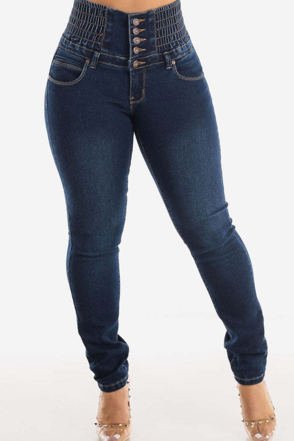 High Waist Buttoned Skinny Hip Lifting Jeans Skinny jeans Luxurious Weddings