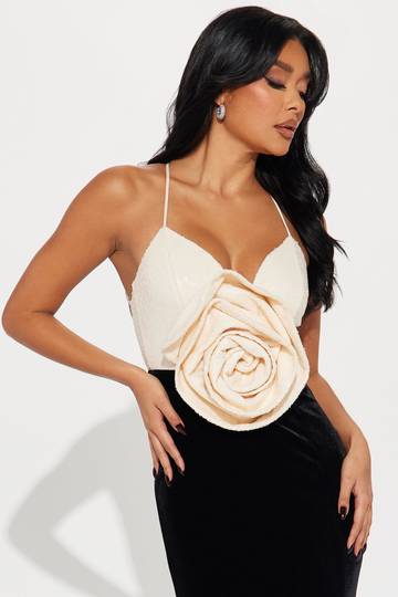 Gabriella Velvet Gown - Black/combo Dresses Luxurious Weddings