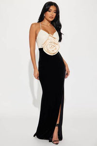 Gabriella Velvet Gown - Black/combo Dresses Luxurious Weddings