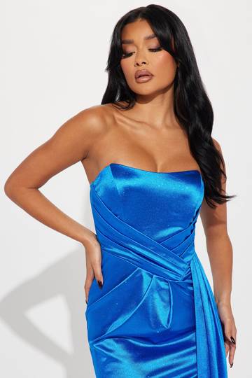 Gianna Glitter Satin Maxi Dress - Hot Pink Dresses Luxurious Weddings