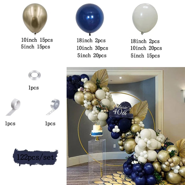 122pcs Dark Blue Gold Balloon Arch Garland Set Balloon Garlands Luxurious Weddings