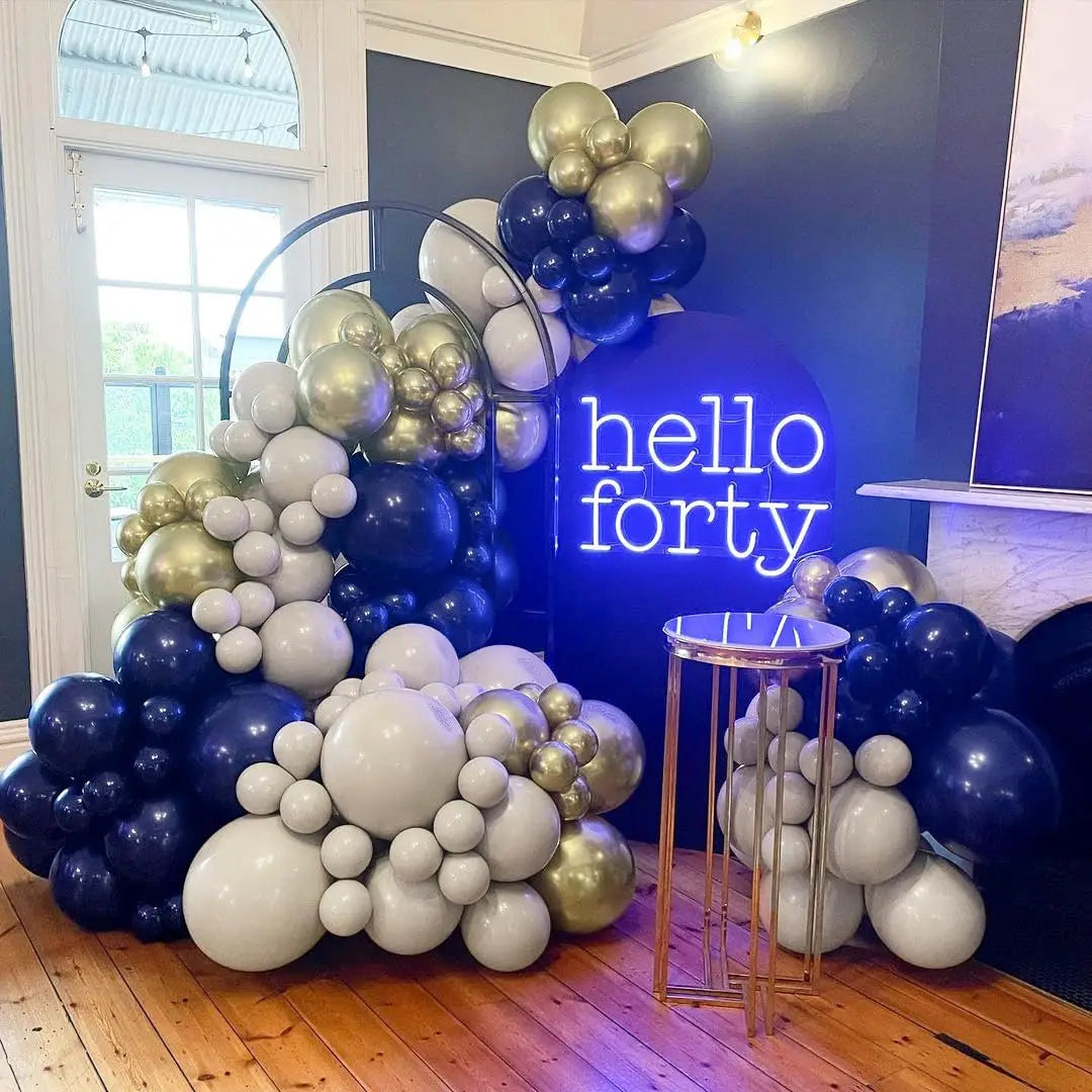 122pcs Dark Blue Gold Balloon Arch Garland Set Balloon Garlands Luxurious Weddings