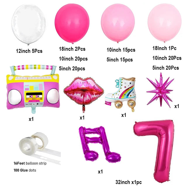 126Pcs Hot Pink Balloons Garland Arch Balloon Garlands Luxurious Weddings