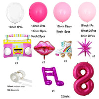 126Pcs Hot Pink Balloons Garland Arch Balloon Garlands Luxurious Weddings