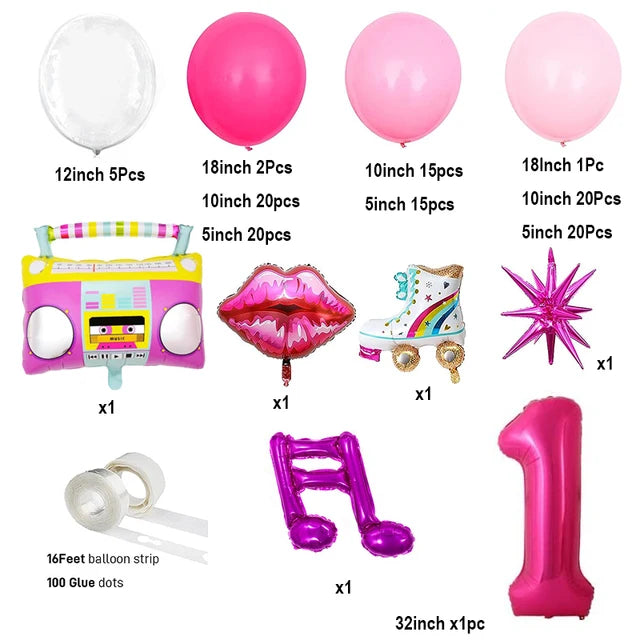 126Pcs Hot Pink Balloons Garland Arch Balloon Garlands Luxurious Weddings