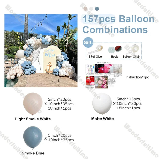 157pcs Baby Shower Balloons Garland Kit Balloon Garlands Luxurious Weddings