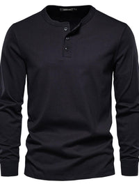 Men's Full Size Quarter Button Round Neck Long Sleeve T-Shirt Plus Size Men’s shirts Luxurious Weddings