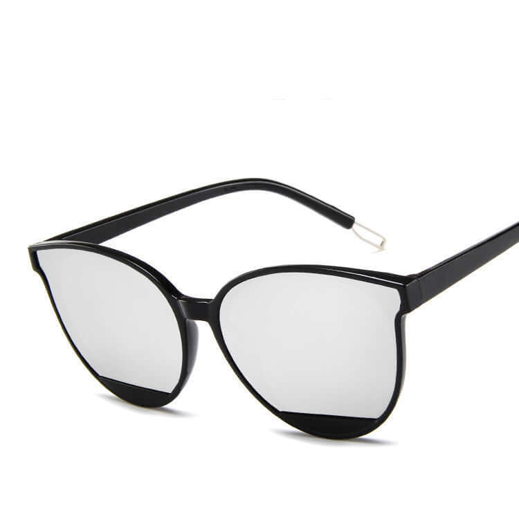 Ladies round frame sunglasses with black PC frames and clear lenses, perfect for formal wear & accessories in NZ.