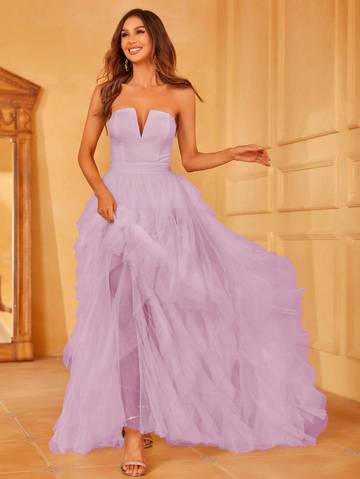 Off Shoulder Ruffle Trim Mesh Overlay Wedding Dress Wedding Dresses Luxurious Weddings