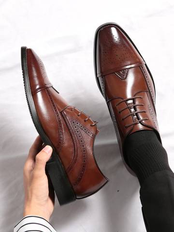 Men's Brogue Carved PU Leather Shoes Dress Shoes Luxurious Weddings