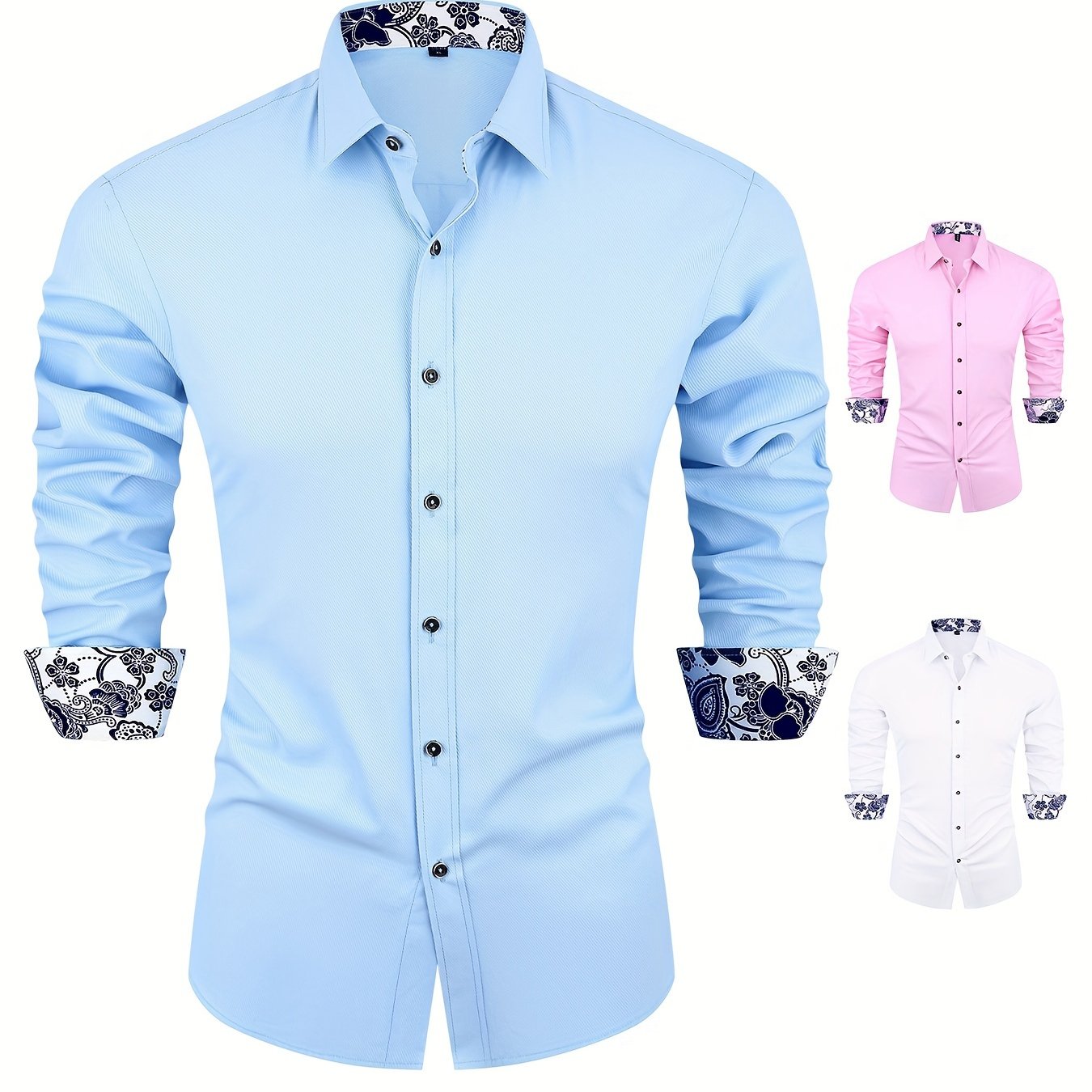 Men's Long Sleeve Tuxedo Shirt for Spring & Autumn Men's Formal Shirts Luxurious Weddings