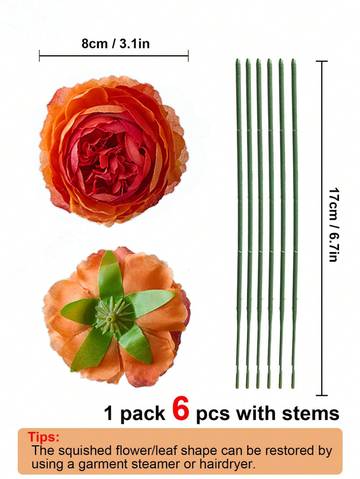 6pcs Artificial Peony Flower Heads Artificial Flowers Luxurious Weddings