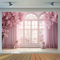 Wedding Backdrop - Pink Floral Vinyl Banner for Photos, Bridal Shower, Cake Table Photography Backdrop Luxurious Weddings