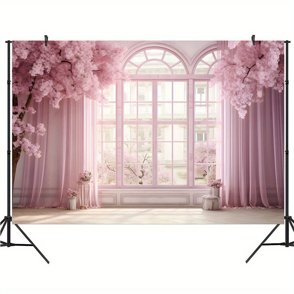 Wedding Backdrop - Pink Floral Vinyl Banner for Photos, Bridal Shower, Cake Table Photography Backdrop Luxurious Weddings
