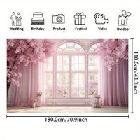 Wedding Backdrop - Pink Floral Vinyl Banner for Photos, Bridal Shower, Cake Table Photography Backdrop Luxurious Weddings
