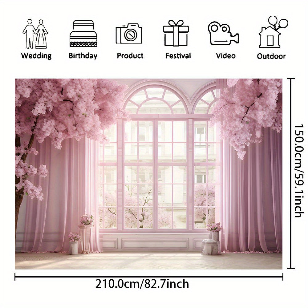 Wedding Backdrop - Pink Floral Vinyl Banner for Photos, Bridal Shower, Cake Table Photography Backdrop Luxurious Weddings