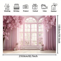 Wedding Backdrop - Pink Floral Vinyl Banner for Photos, Bridal Shower, Cake Table Photography Backdrop Luxurious Weddings