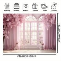 Wedding Backdrop - Pink Floral Vinyl Banner for Photos, Bridal Shower, Cake Table Photography Backdrop Luxurious Weddings