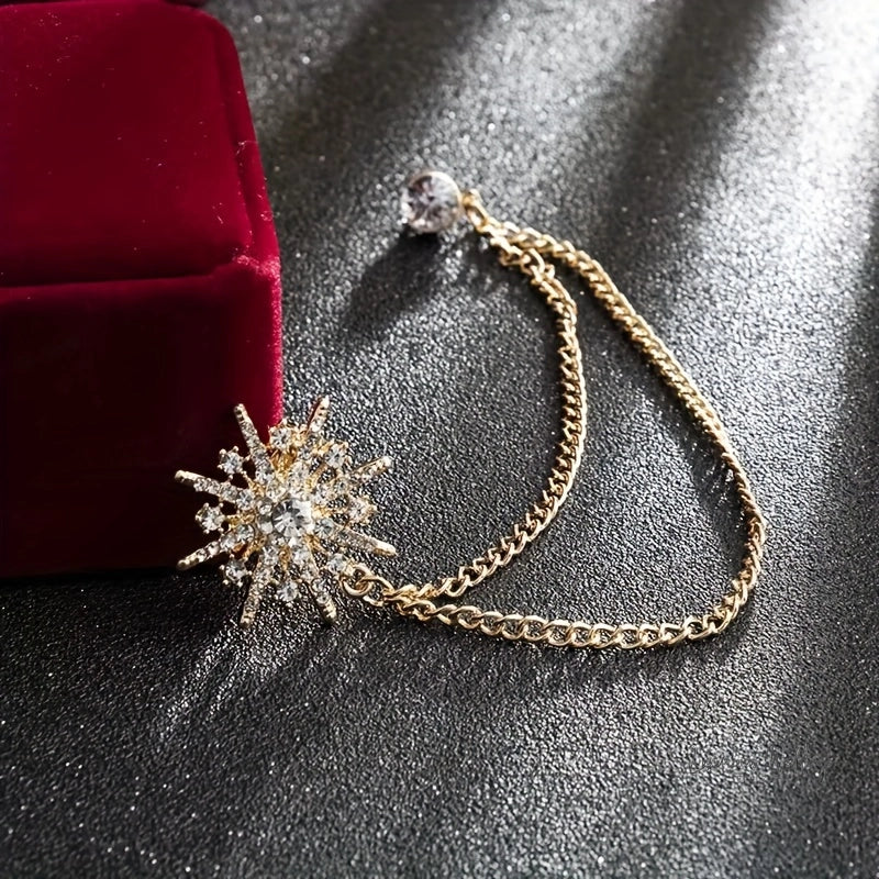 Rhinestone Suit Brooch - Elegant Alloy Accessory with Funky Design Suit Booch Luxurious Weddings