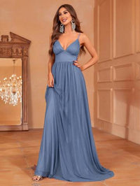 Solid Plunging Neck Sleeveless Cami Dress Bridesmaid Dresses Luxurious Weddings
