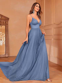 Solid Plunging Neck Sleeveless Cami Dress Bridesmaid Dresses Luxurious Weddings